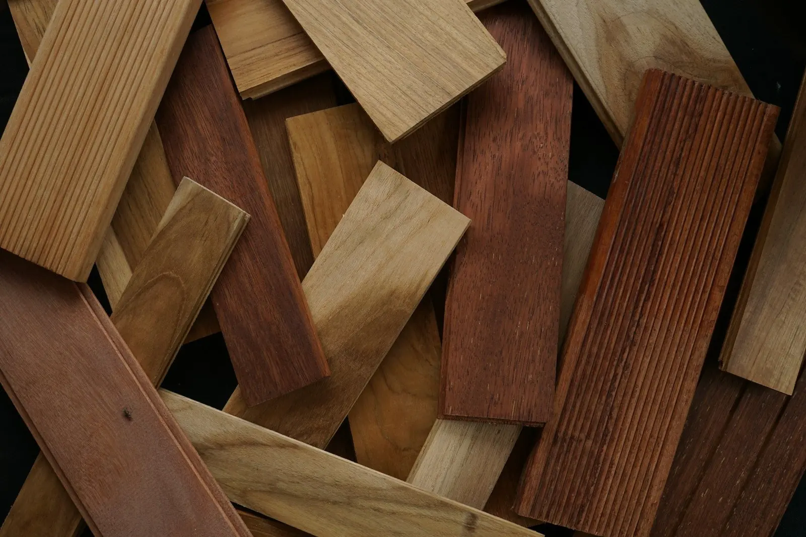 Stack of hardwood planks